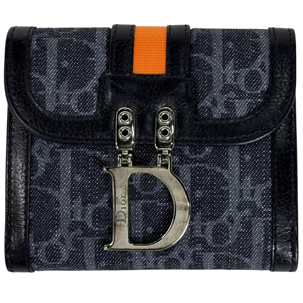 Christian Dior Trotter bi fold wallet Flight denim black gray